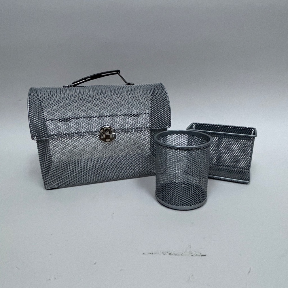 Silver Mesh Desk Storage Containers - Picture 7 of 11